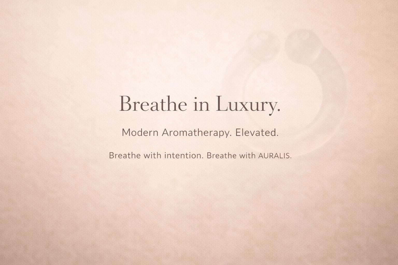 Auralis Breathe in Luxury wearable nasal aromatherapy brand statement on soft pink background