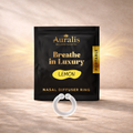 Auralis Essential Ring in Lemon wearable nasal aromatherapy packaging displayed on wooden surface