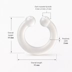 Auralis nasal diffuser ring dimensions: 11mm overall height and length, 2mm body width, 3mm tip bulbs